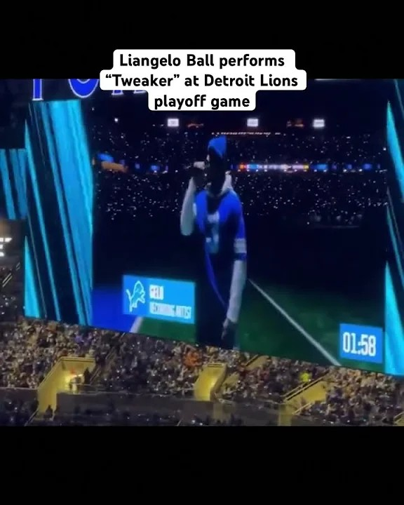 Liangelo Ball performs “Tweaker” at Detroit Lions playoff game